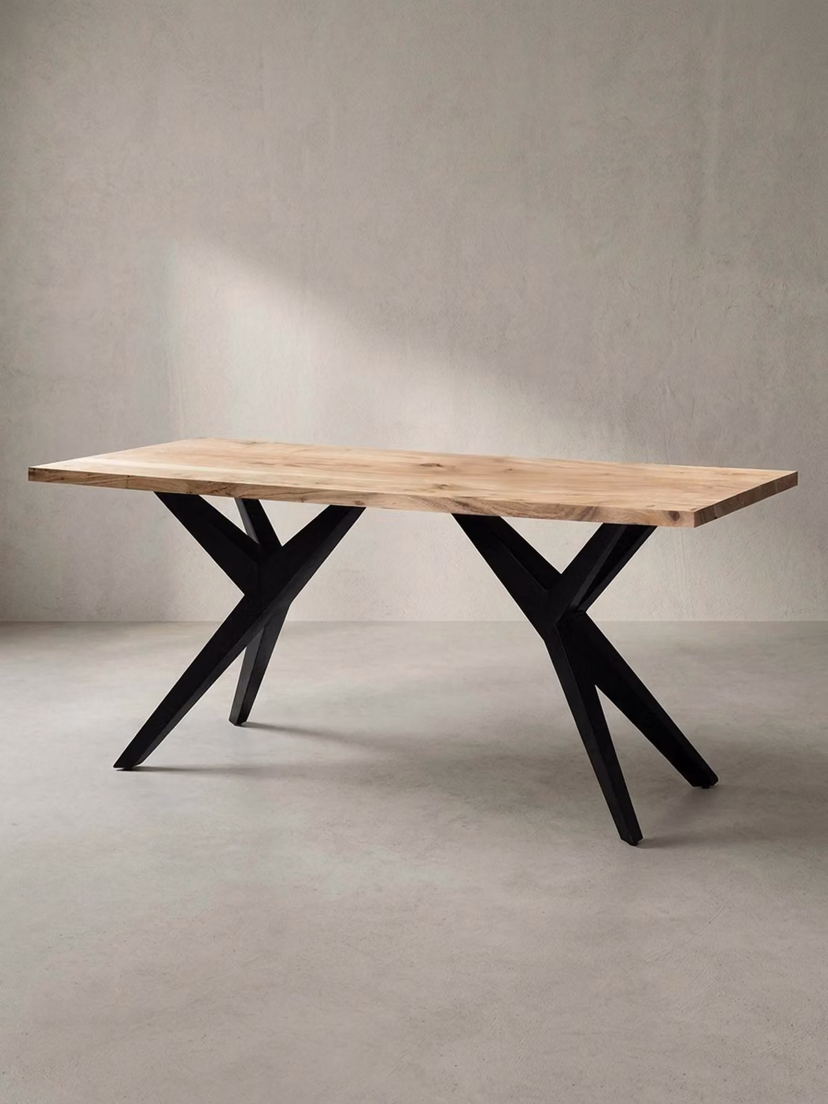 Tavolo da pranzo 180x90x76 cm in legno massello di acacia e metallo, stile loft, tavolo da cucina con gambe in metallo, grande tavolo in legno in stile industriale, tavolo da pranzo rettangolare