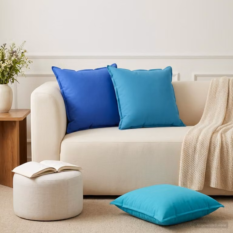 Set di 6 federe vidaXL HOUTEN azzurre in poliestere, L 55 cm x P 55 cm x H 55 cm