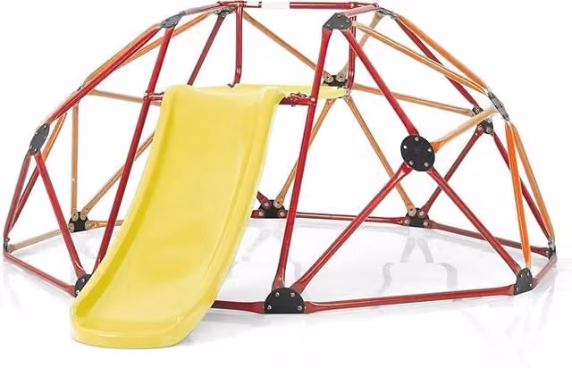 Struttura per arrampicata con scivolo Costway arancione per bambini da 3 a 10 anni con capacità di carico di 183 kg
