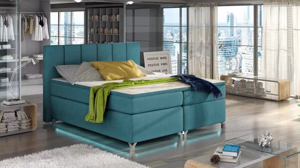 Luxus Designer Polsterbett Bett Betten Designerbett Boxspring Textil 180x200