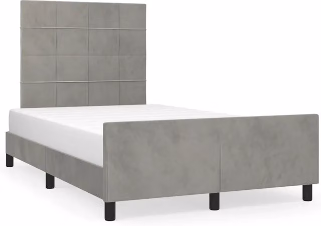 Letto matrimoniale | Letto per adulti | Giroletto senza Materasso Grigio Chiaro 120x200 cm Velluto