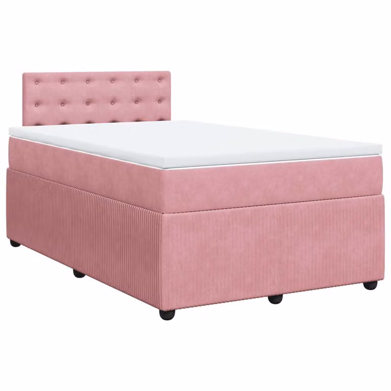 Giroletto a Molle con Materasso Rosa 120x190 cm in Velluto
