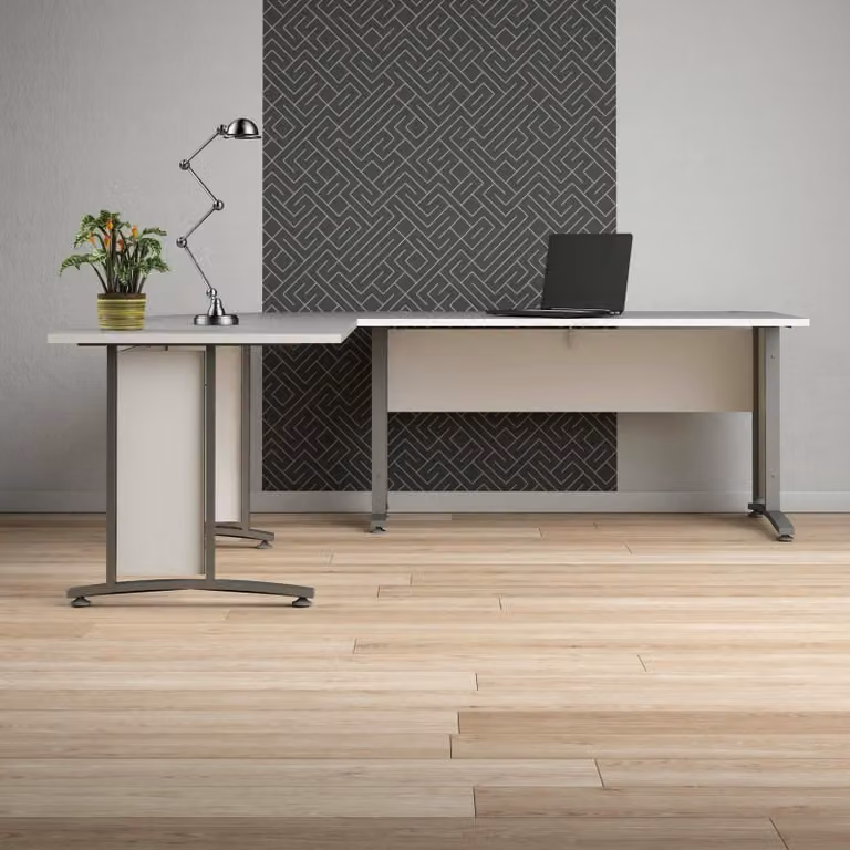 Dmora Scrivania Tanya 200x230x74.5h cm Grigio, Angolare Materiale Piano in Legno Nobilitato