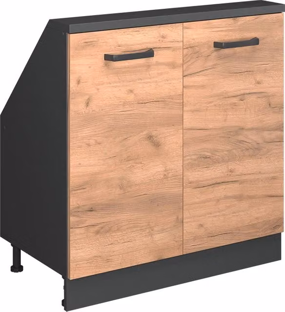 Mobile sottotetto Vicco Rion in rovere dorato e antracite con 2 ante e ripiani interni L: 83.8 cm, P: 46.0 cm, H: 80.0 cm – 1