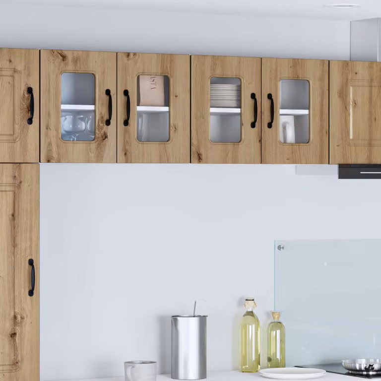 Mobile cucina a muro moderno vidaXL con ante in vetro e finitura rovere marrone