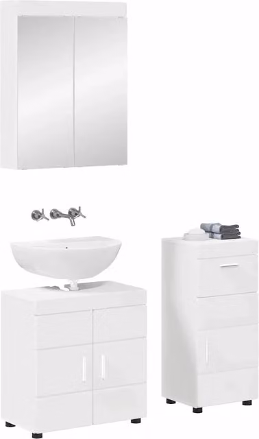 Set di mobili per il Bagno | Armadio da bagno TULUM 3 pz Bianco 60 x 34 x 63 cm