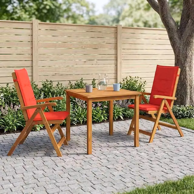 Set da pranzo da giardino 3 pezzi 2-Posti Rosso 3434594
