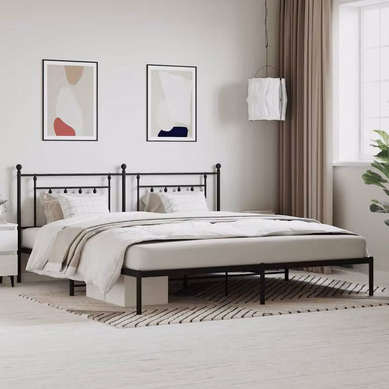 Giroletto con testiera in metallo vidaXL colore nero 200 x 200 cm