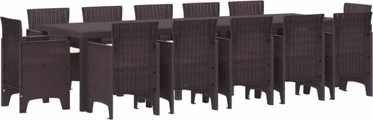 Maison Exclusive - Set da pranzo per esterno, 13 pezzi, rattan marrone
