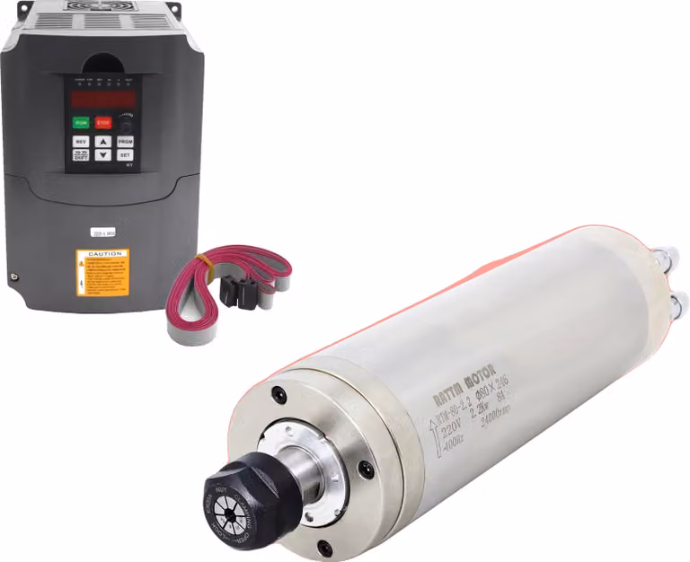 Motore mandrino raffreddato ad acqua, potenza 2,2 kW, velocità regolabile fino a 24000 giri/min, Aggiungi VFD