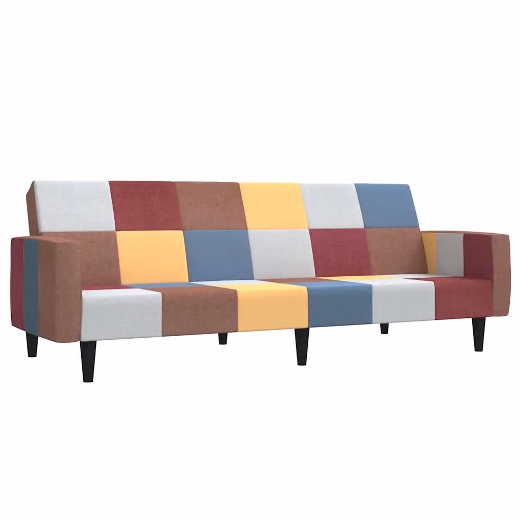 Divano Letto Click Clack vidaXL in Tessuto Multicolore con Struttura in Legno Solido e Poggiatesta Regolabile – 2