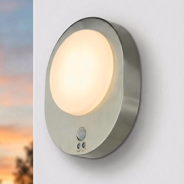 Lampada da parete a LED con sensore di movimento, acciaio inossidabile, grado di protezione IP44, 24,4 cm, 3000 K, 350 lm