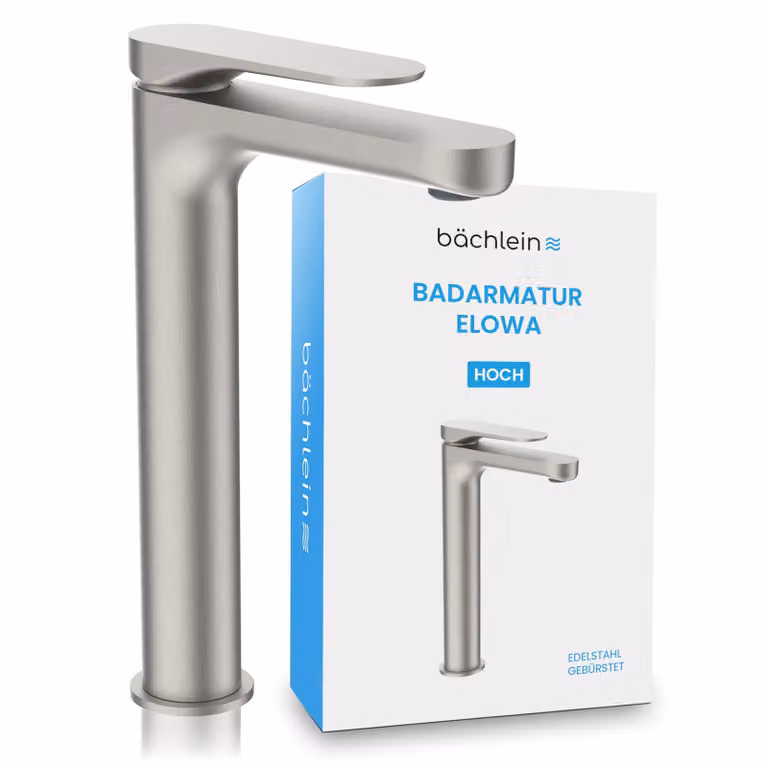 Bächlein - Rubinetto da bagno di design - Elowa acciaio inox spazzolato - Versione alta