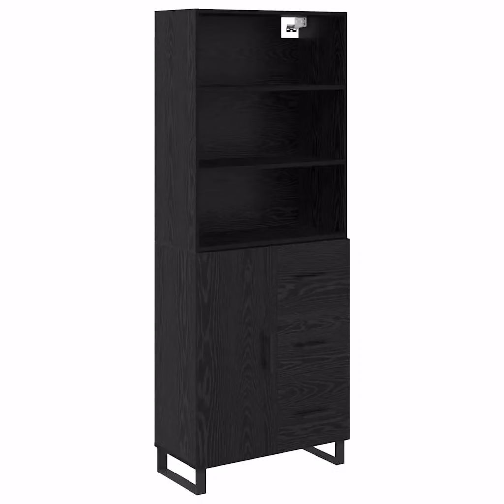 Credenza Buffet Armadio da Cucina e Soggiorno vidaXL in Legno e Metallo Nero Moderno L: 69,5 cm, P: 34 cm, H: 180 cm – 2