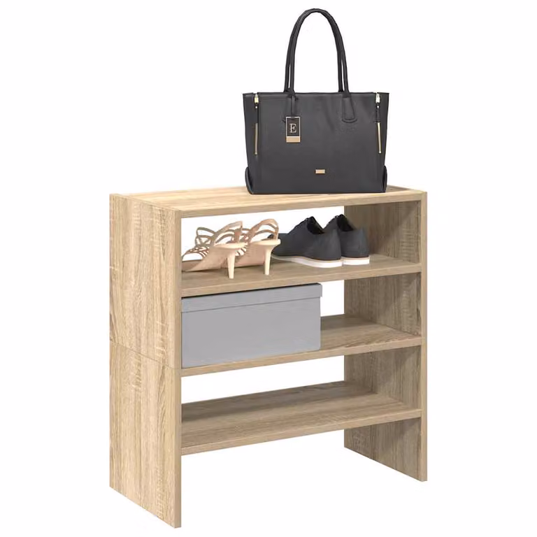 Set di 2 scarpiere impilabili vidaXL in stile moderno colore marrone con ripiani piatti L: 60 cm, P: 30 cm, H: 30,5 cm