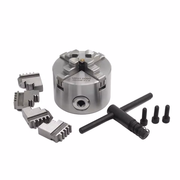 mandrino per tornio CNC a 4 mandrini, campo di serraggio di precisione 2-30 mm, velocità massima 3500 giri/min, 4 ganasce K12-80mm