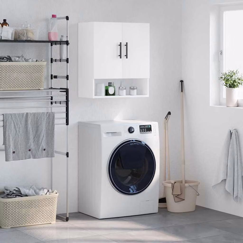 Armadietto a muro vidaXL bianco in legno e MDF con ante a battente L 60 cm, P 31 cm, H 70 cm