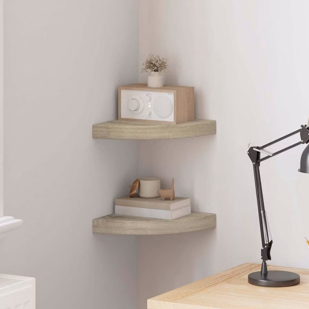 Set di 2 Scaffali Angolari da Parete vidaXL in MDF Marrone L/P/H: 25 x 25 x 3,8 cm