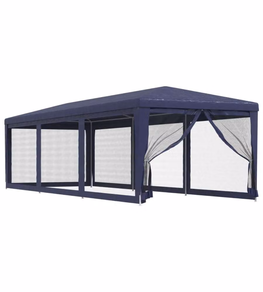 vidaXL Tenda per Feste con 8 Pareti Laterali in Rete Blu L: 9 m, P: 3 m – 2