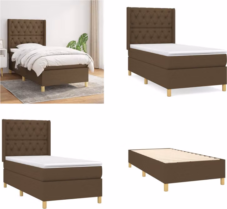vidaXL Letto a molle con materasso in tessuto marrone scuro 80x200 cm - Letto a molle - Boxspringbetten - Bett - Schlafzimmermöbel