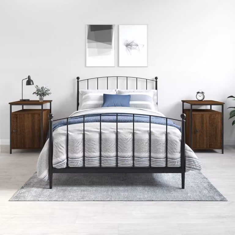 Set di 2 comodini vidaXL in legno rovere marrone, stile moderno, L 40 cm x P 42 cm x H 60 cm