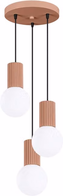 Lampada a sospensione HALO 3P Sollux Lighting colore moka con diffusore in vetro e metallo