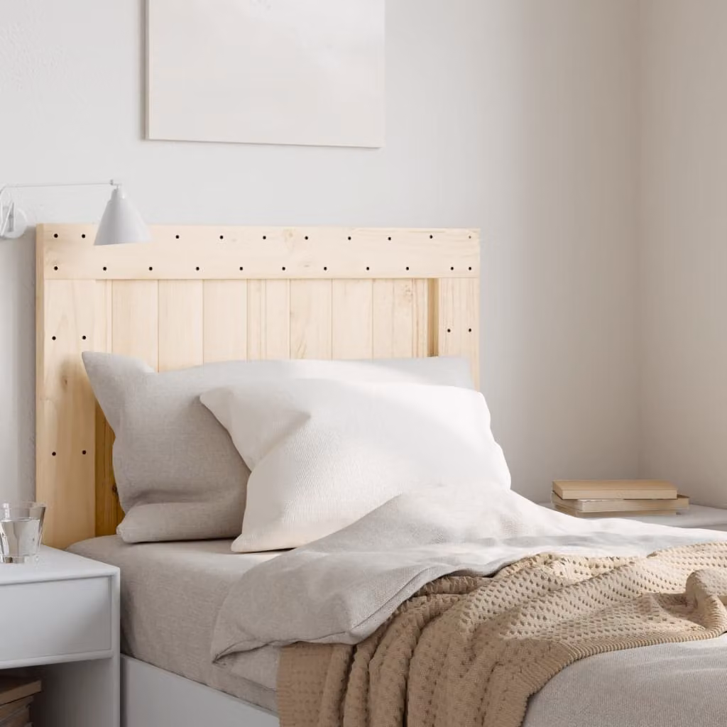 Testiera per letto vidaXL in legno massello di pino naturale stile rustico L: 90 cm, H: 104 cm