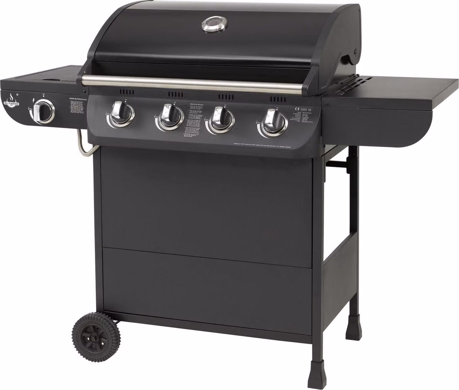 Barbecue a gas El Fuego Columbus 4+1 AY0563 nero con bruciatore laterale
