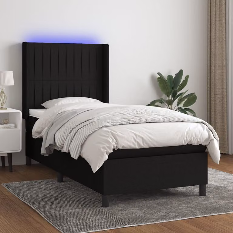 Maison Exclusive - Letto a Molle con Materasso e LED Nero 90x200 cm in Tessuto