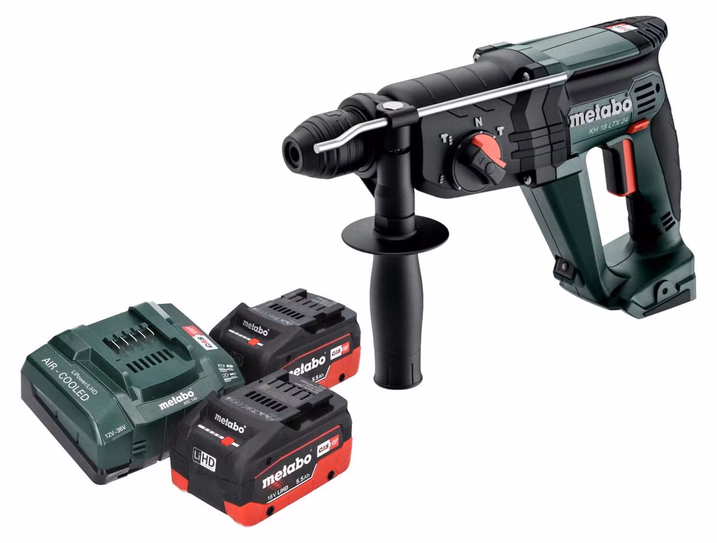Martello combinato a batteria Metabo KH 18 LTX 24 18 V 2,1 J SDS Plus + 2x batteria LiHD 5,5 Ah + caricatore