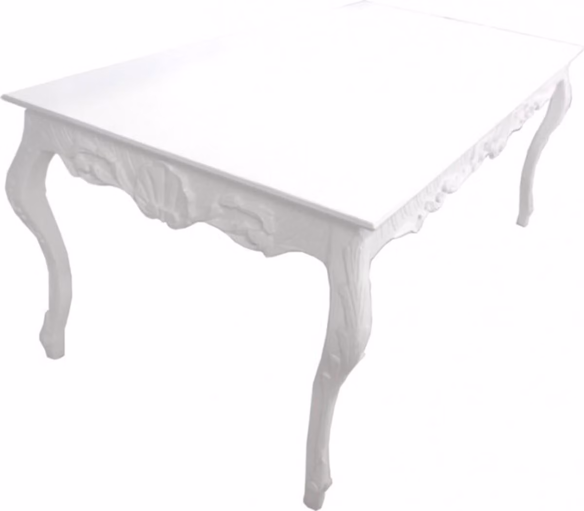 Tavolo da pranzo Casa Padrino in stile barocco shabby chic, colore bianco, dimensioni: lunghezza 205 cm x larghezza 104 cm x altezza 82 cm