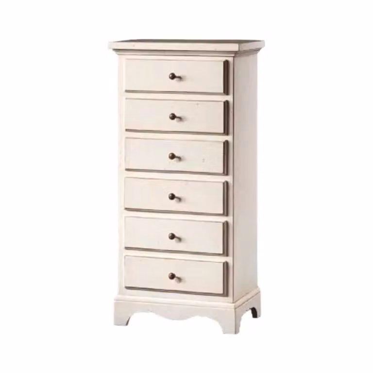 Cassettiera in legno di pino con 6 cassetti in stile shabby chic bianco Mobili 2G L/P/H: 50 x 35 x 105 cm