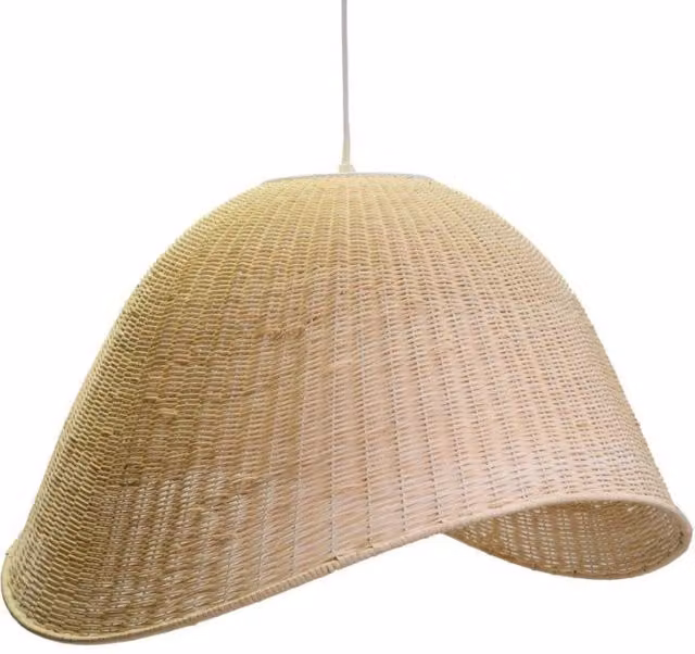 Lampadario a sospensione in rattan VACCHETTI bianco e beige, forma a cupola, L: 62,5 cm, P: 53,5 cm, H: 40 cm – 1