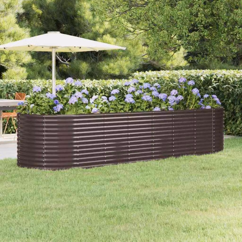 Letto da giardino rialzato vidaXL in acciaio zincato marrone L: 322 cm, P: 100 cm, H: 68 cm