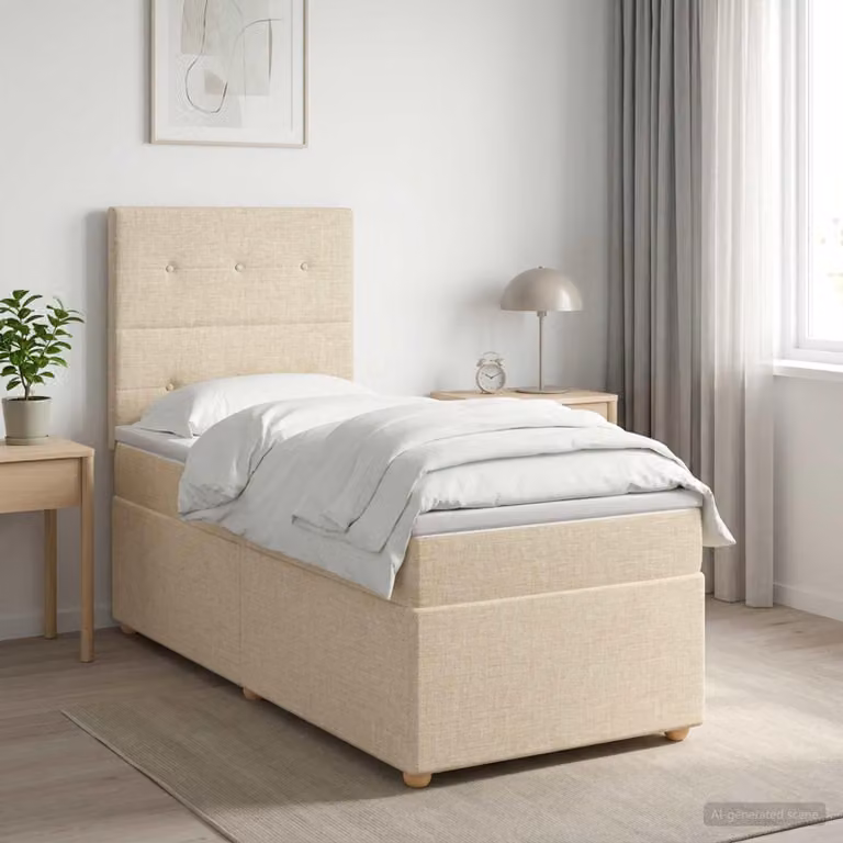 Maison Exclusive - Letto boxspring con materasso e testiera Crema 90 x 190 cm Tessuto