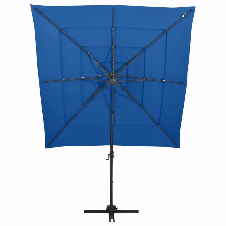 vidaXL Ombrellone con palo in alluminio a 4 strati azzurro 250x250 cm
