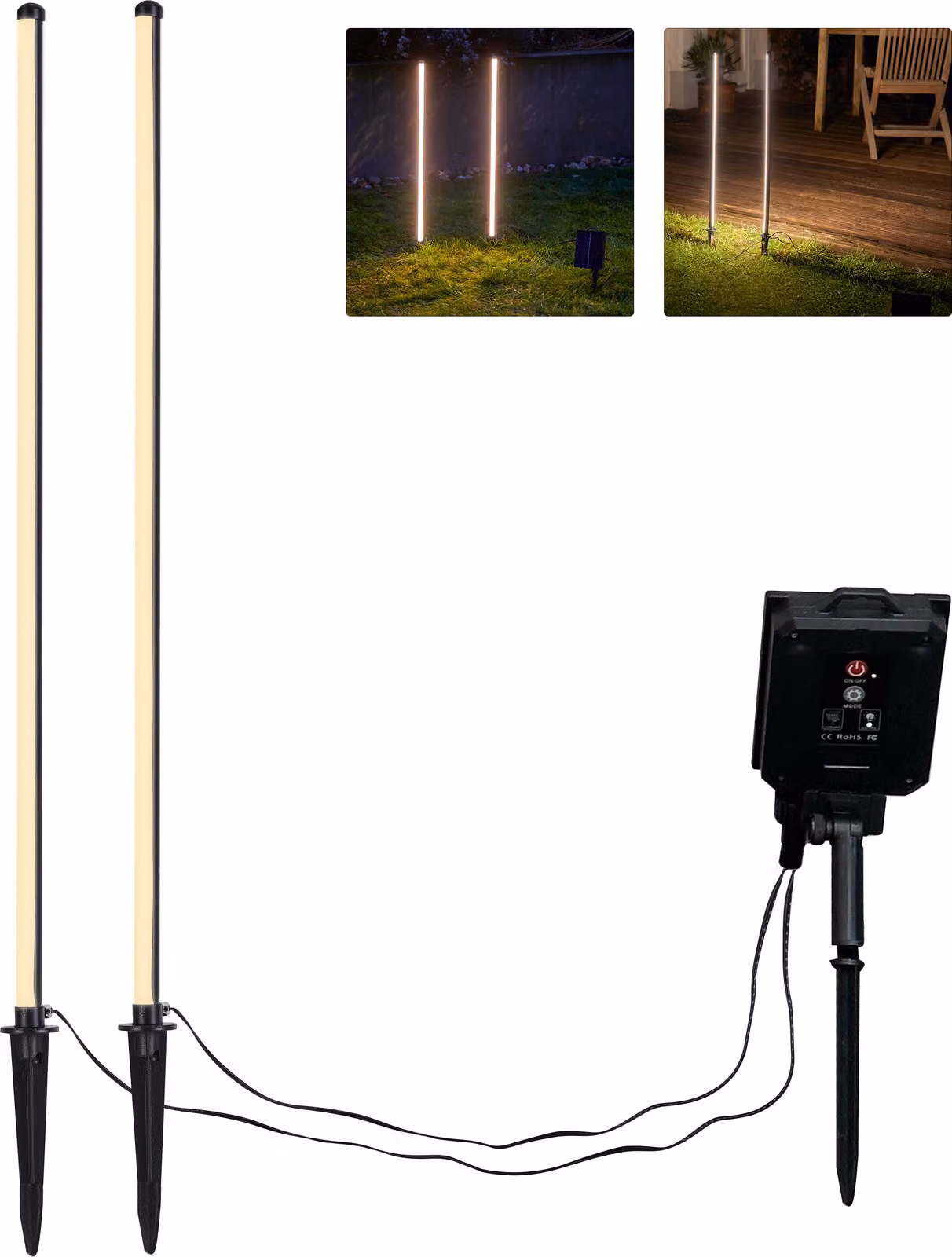 Northpoint solare LED sentiero luce giardino illuminazione esterna bianco caldo impermeabile con batteria ricaricabile