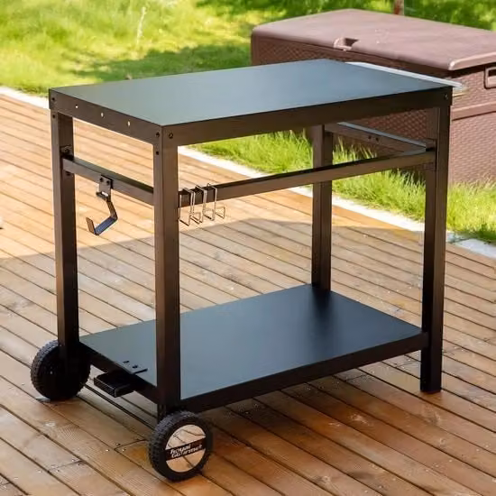 Carrello da barbecue, tavolo da barbecue, tavolo da giardino, carrello da giardino, cucina esterna, tavolo multifunzionale, banco da lavoro per barbecue all'aperto, carrello da servizio, piano da lavoro 85 x 50 cm