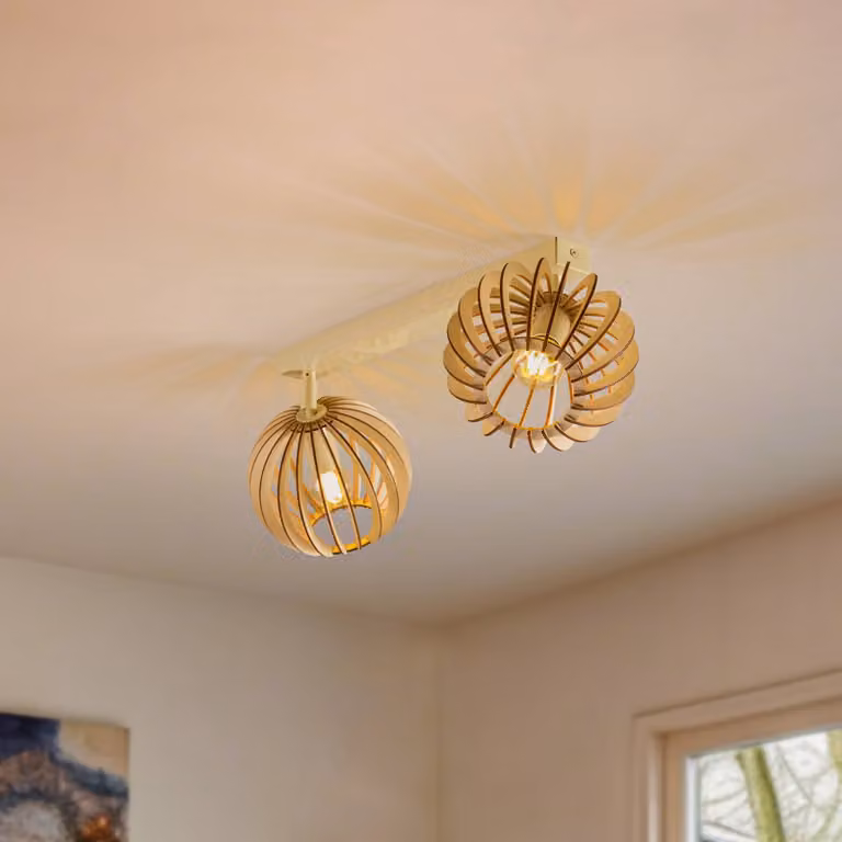 Plafoniera soffitto Paz Argon, dimmerabile, Legno chiaro, Soggiorno / Sala da pranzo, Legno, Scandinavo, Plafoniera