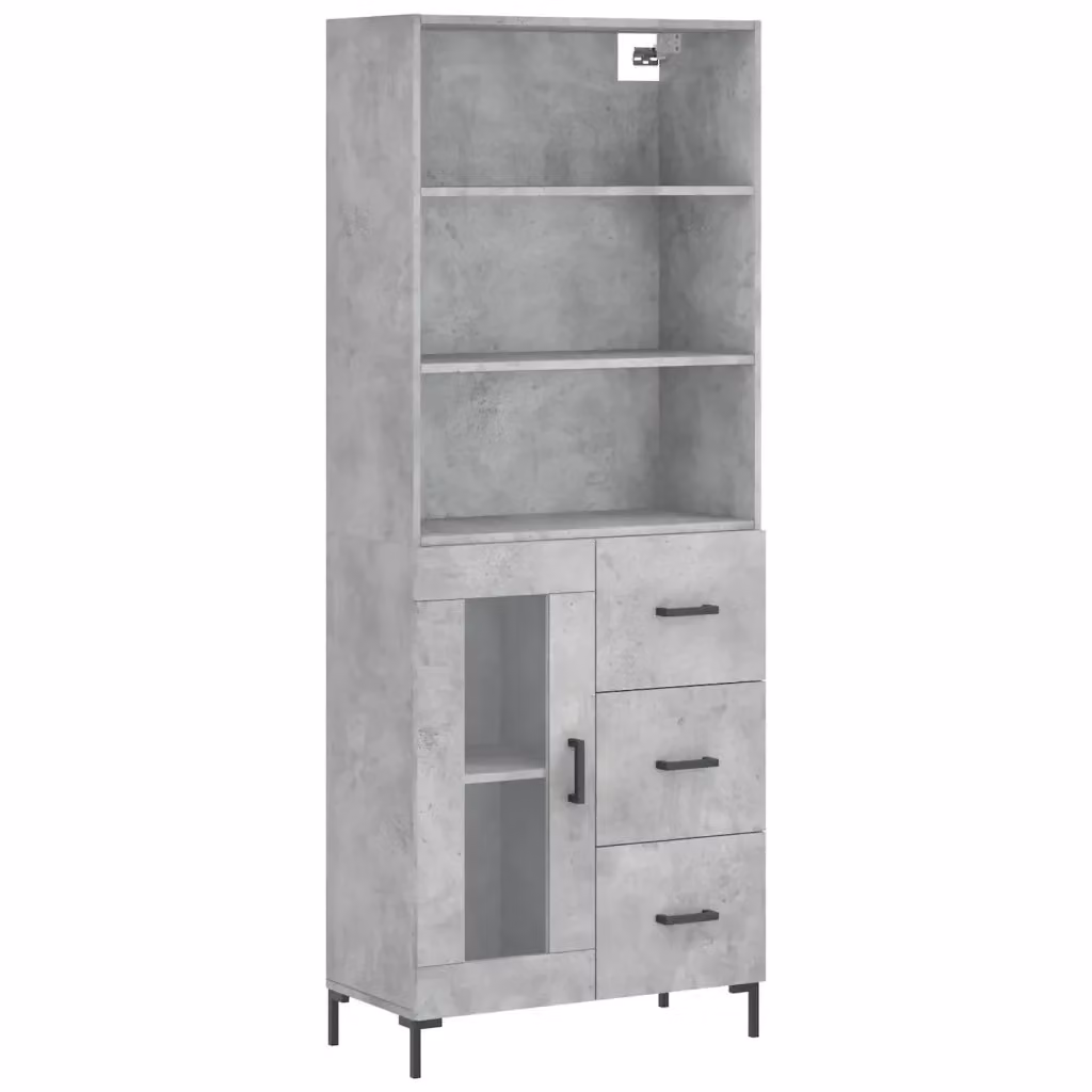 Credenza moderna vidaXL in legno e metallo, colore grigio, L: 69,5 cm, P: 34 cm, H: 180 cm – 2