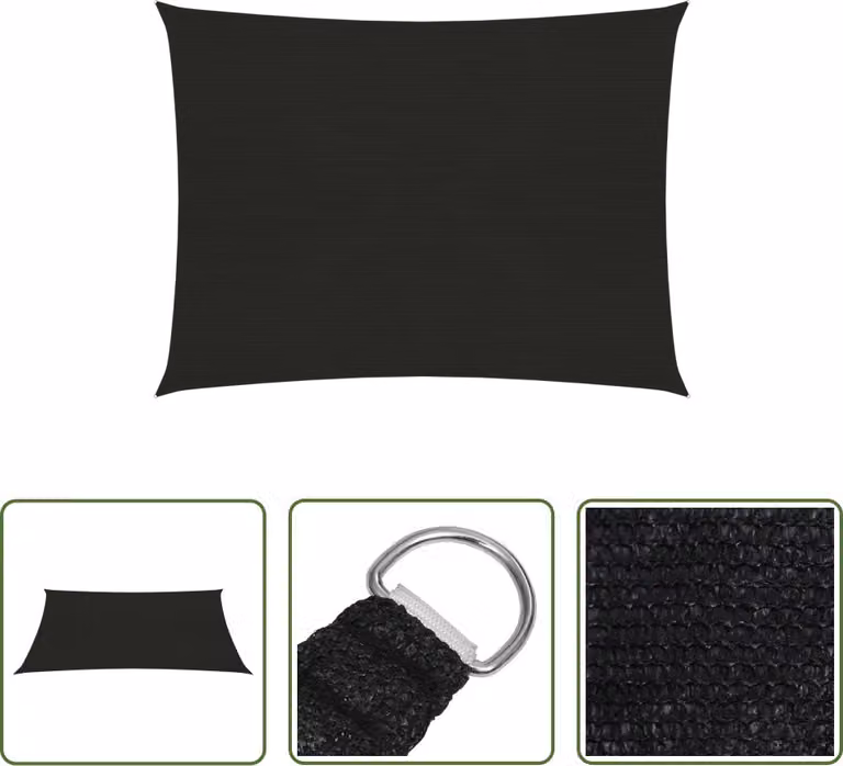 The Living Store Tenda da sole 160 g/m² Nero 2x3 m HDPE