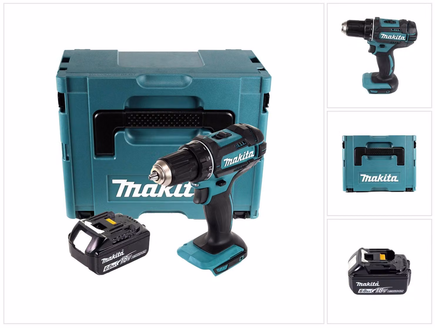 Trapano avvitatore a batteria Makita DDF 482 G1J 62Nm 18V + 1x batteria 6,0Ah + valigetta Makpac - senza caricabatterie