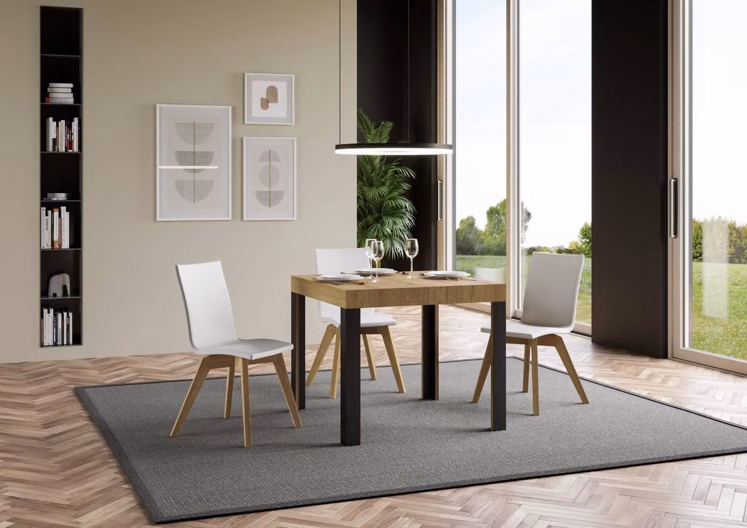ITAMOBY - Tavolo allungabile 90/246x90 cm Linea quercia natura gambe antracite