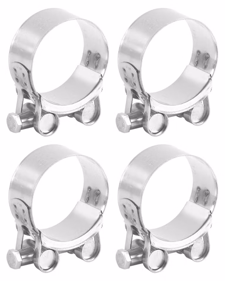 Morsetti a clip, da 48 a 51 mm, confezione da 4, acciaio inossidabile, larghezza del nastro 22 mm, spessore 0,8 mm