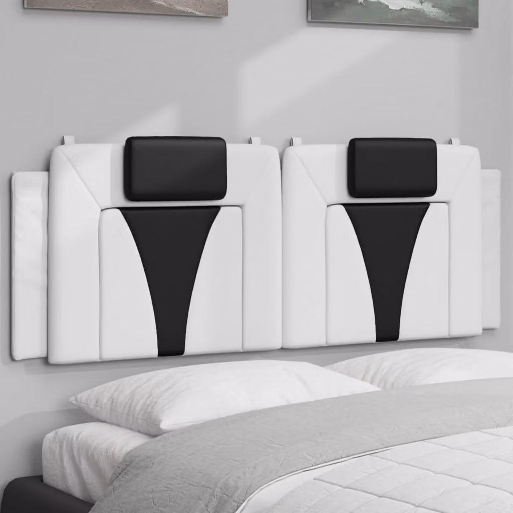 vidaXL Cuscino Testiera Viana in Similpelle Bianco e Nero L: 140 cm