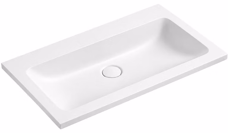 Lavabo in marmo composito Amati - senza troppofilo - bianco opaco - 60,5x46,5 cm