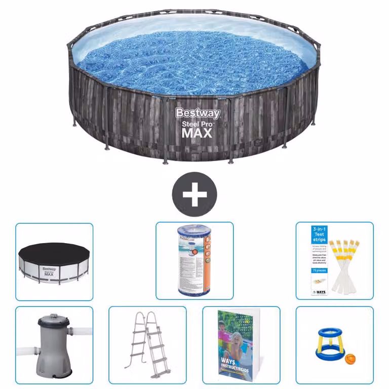 Piscina gonfiabile Bestway Steel Pro MAX, rotonda, 427x107 cm, composta da 6 parti, modello S541