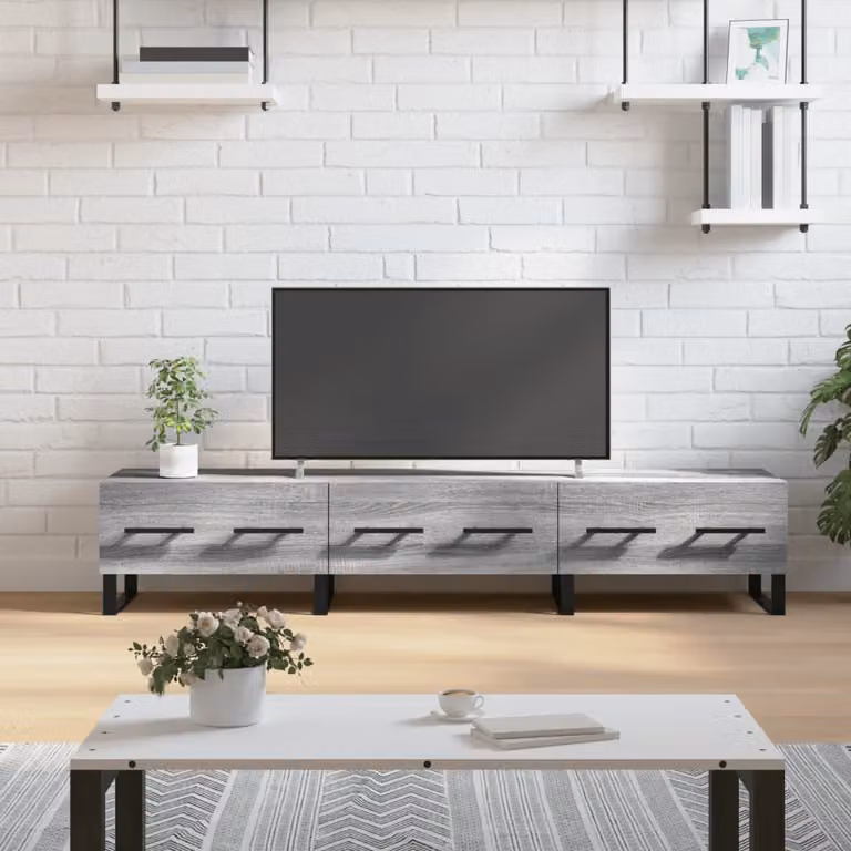 vidaXL Mobile Porta TV Grigio Sonoma in Legno Multistrato, L: 150 cm, P: 36 cm, H: 30 cm