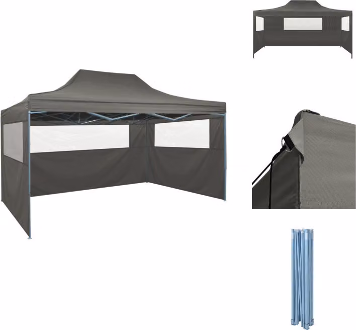 vidaXL Tenda pieghevole a 3 pareti 3x4,5 m antracite - Padiglioni e tende per feste