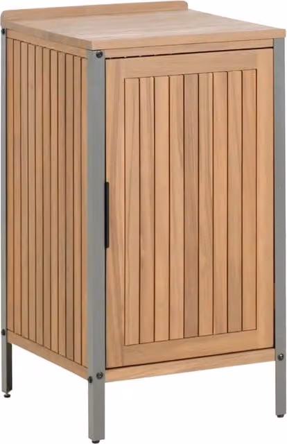 Mobile da cucina per esterni in legno di acacia marrone 2 ripiani 1 anta con top 50 x 50 x 92 cm Giardino Cucina Pranzo